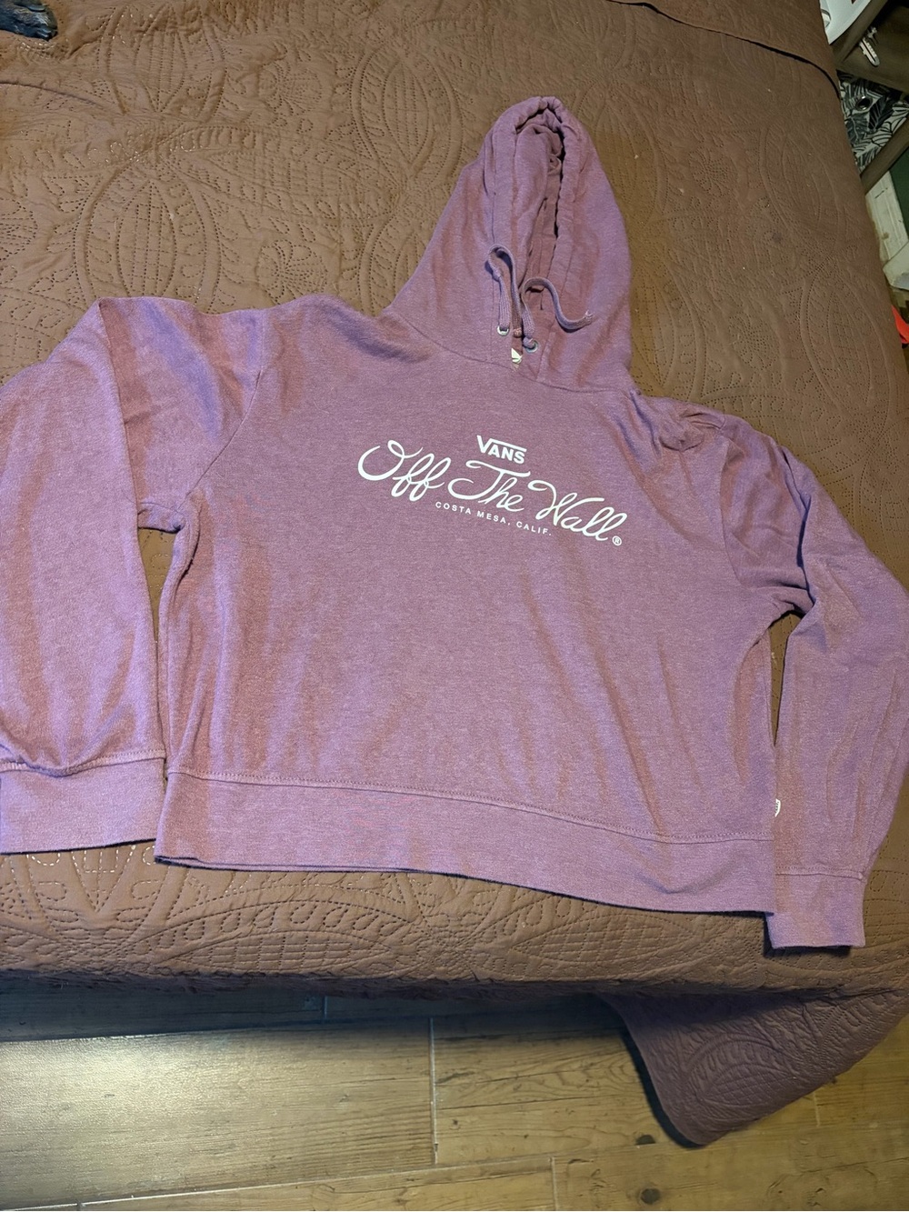 Vans Women's Purple Pullover Hoodie with Off The Wall Logo